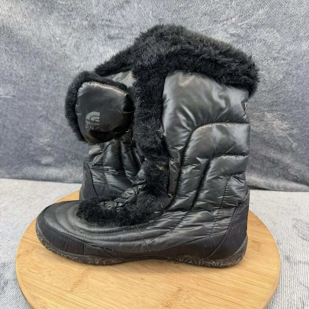 The North Face Boots Womens Size 8 Black Faux Fur Winter Snow APPY FG4 TB1Y